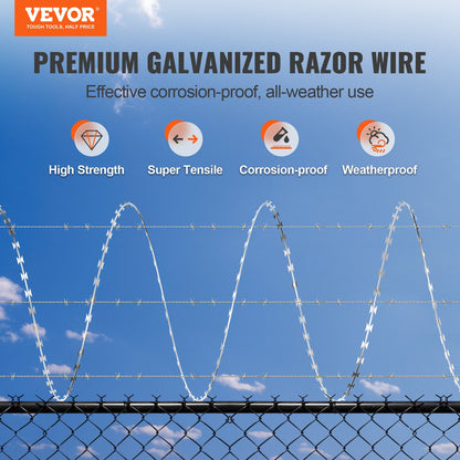 Razor Wires, 147 ft Razor Taggtråd, 3 Rolls Razor Wire Fäktning Razor Razor staket, Razor Ribbon Taggtråd Galvaniserat Razor Wire staket, Rolls Razor for Garden