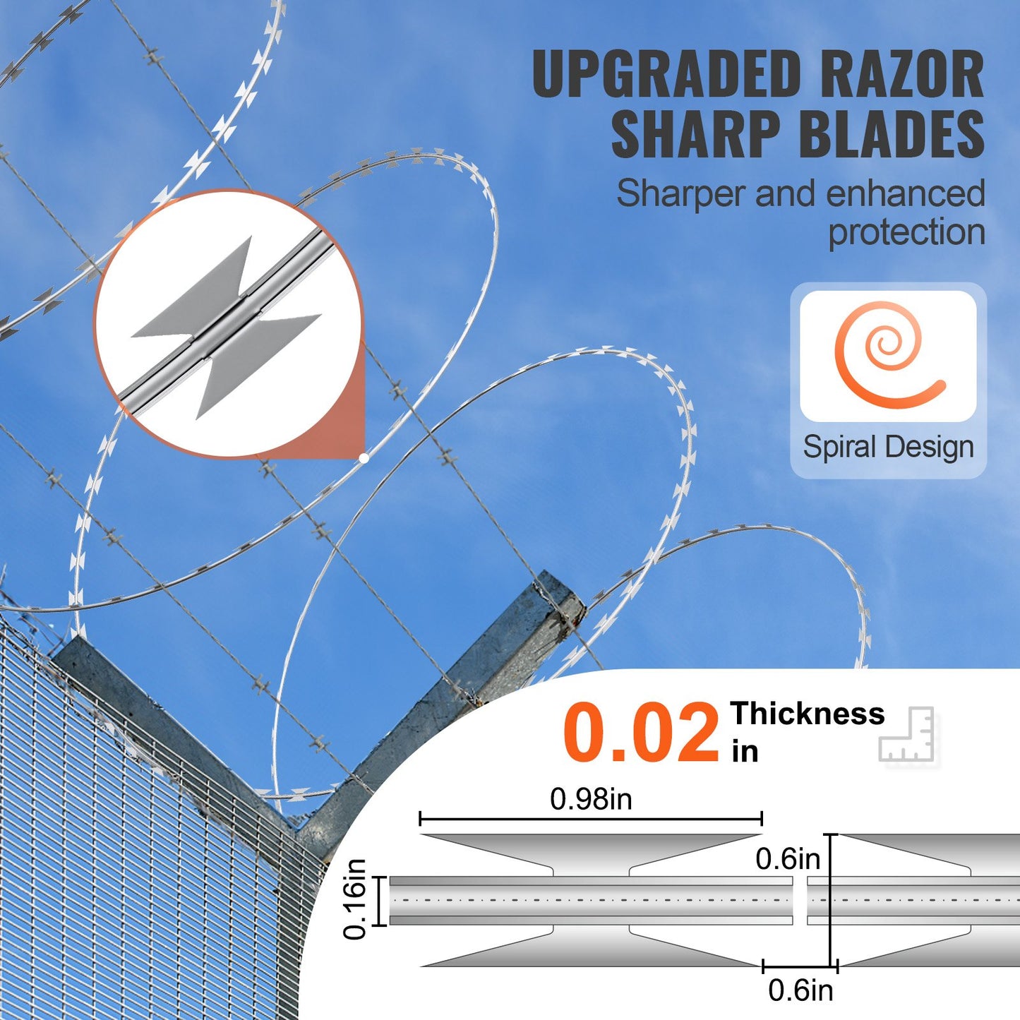 Razor Wires, 147 ft Razor Taggtråd, 3 Rolls Razor Wire Fäktning Razor Razor staket, Razor Ribbon Taggtråd Galvaniserat Razor Wire staket, Rolls Razor for Garden