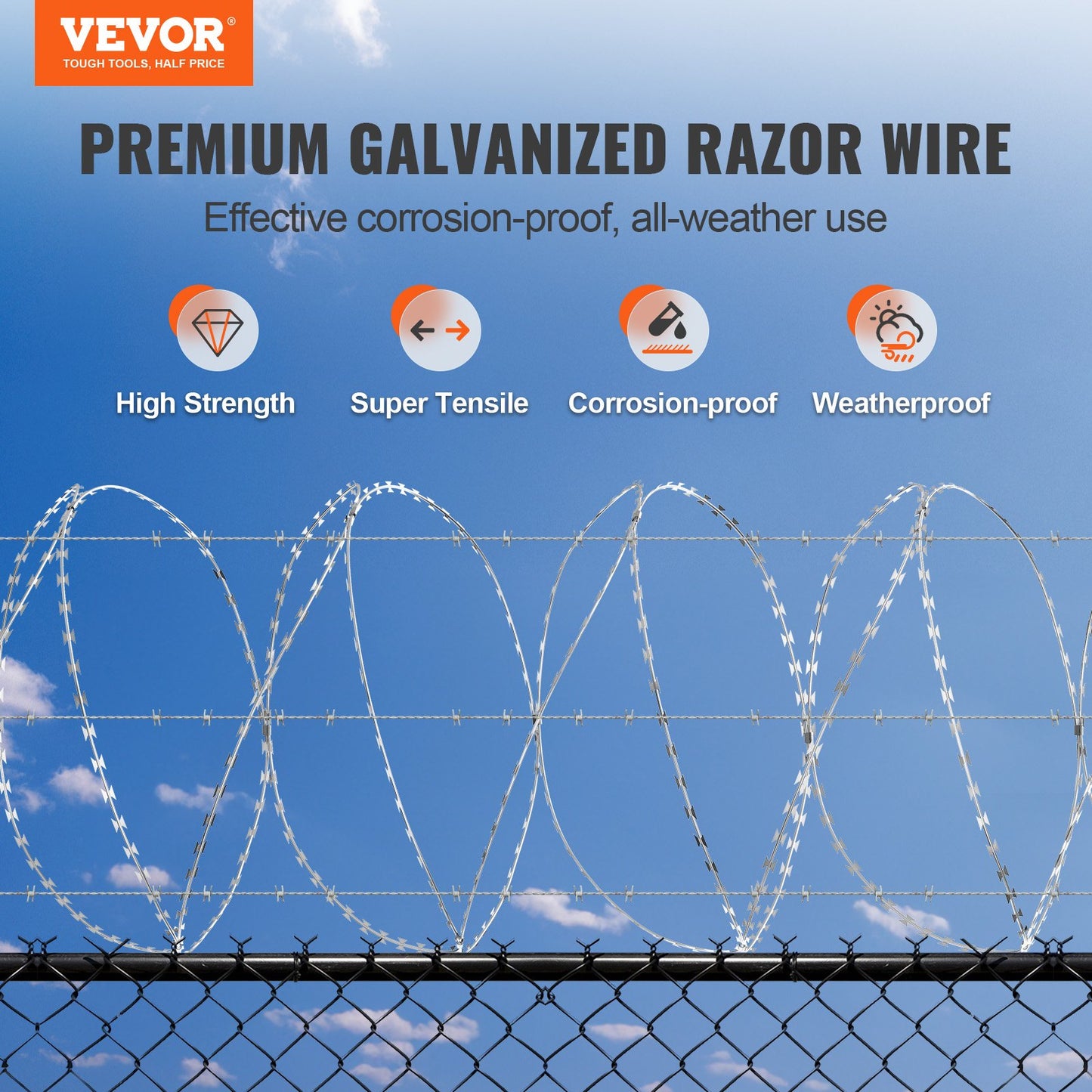 Razor Wires, 147 ft Razor Barbed Wire, 3 Rolls Razor Wire Fence Razor Fence, Double Spiral Razor Ribbon Barbed Wire Galvanized Razor Wire Fence, Rolls Razor for Garden