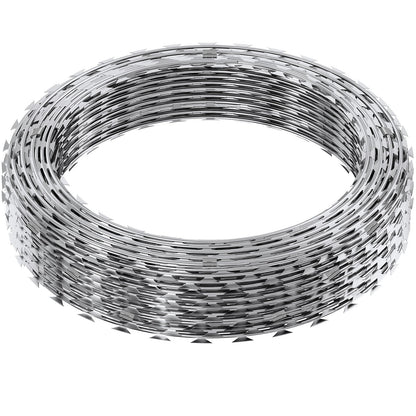 Razor Wires, 147 ft Razor Barbed Wire, 3 Rolls Razor Wire Fence Razor Fence, Double Spiral Razor Ribbon Barbed Wire Galvanized Razor Wire Fence, Rolls Razor for Garden