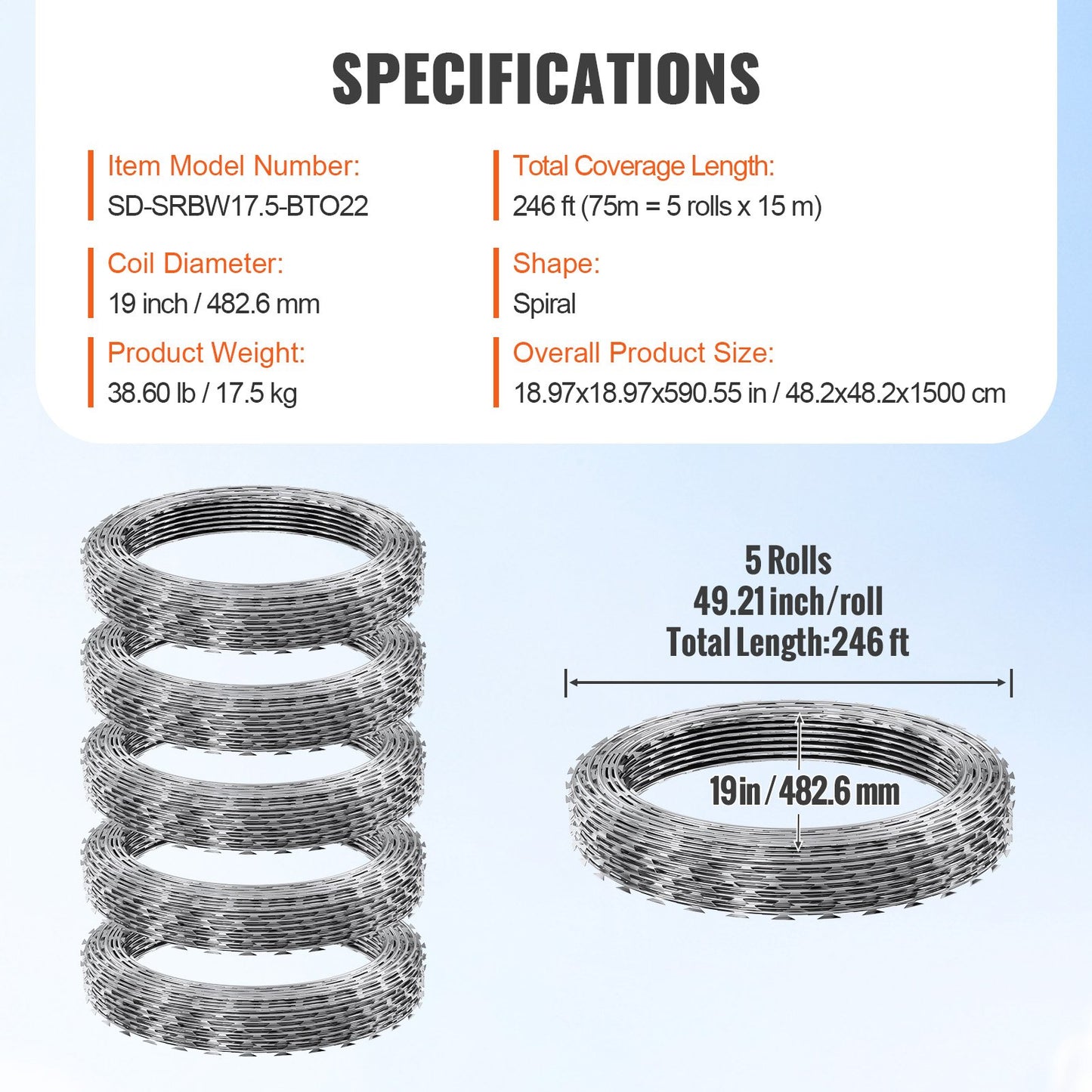 Razor Wires, 246 ft Razor Taggtråd, 5 Rolls Razor Wire Fäktning Razor Razor staket, Razor Ribbon Taggtråd Galvaniserat Razor Wire staket, Rolls Razor for Garden