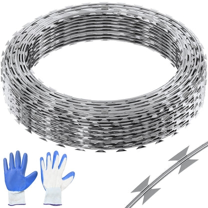 Stacheldraht, 30 m langer Stacheldraht, 2 Rollen Stacheldrahtzaun, Doppelspiral-Stacheldrahtband, verzinkter Stacheldrahtzaun, Rollen für den Garten