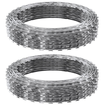 Stacheldraht, 30 m langer Stacheldraht, 2 Rollen Stacheldrahtzaun, Doppelspiral-Stacheldrahtband, verzinkter Stacheldrahtzaun, Rollen für den Garten
