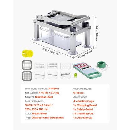 Vegetable Chopper Mandoline Slicer All-in-1 Food Vegetable Cutter 9 Blades