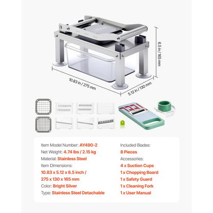 Vegetable Chopper Mandoline Slicer All-in-1 Food Vegetable Cutter 8 Blades