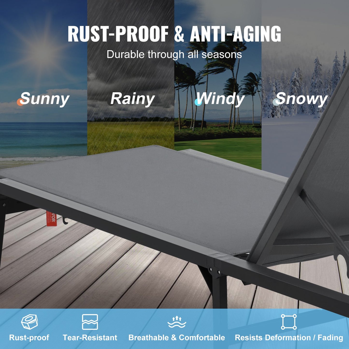 Chaise Lounge Chair Outdoor Patio Lounge Chair with adjustable 5 position