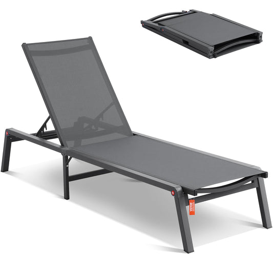 Chaise Lounge Chair Outdoor Patio Lounge Chair med justerbar 5-position