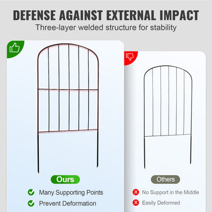 Garden Fence, No Dig Fence 24''(H)x13''(L) Animal Barrier Fence, Decorative Underground Garden Fence with 2 Inch Spike Spacing, Metal Dog Fence for Yard and Patio, 28-Pack