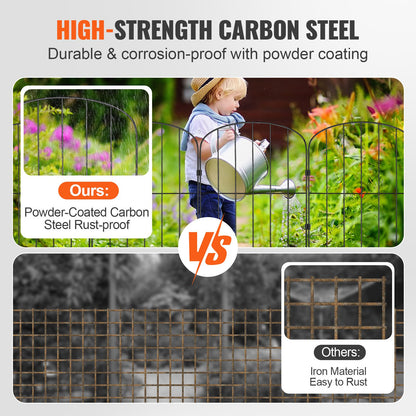 Garden Fence, No Dig Fence 24''(H)x13''(L) Animal Barrier Fence, Decorative Underground Garden Fence with 2 Inch Spike Spacing, Metal Dog Fence for Yard and Patio, 28-Pack