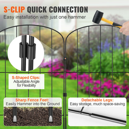 Garden Fence, No Dig Fence 24''(H)x13''(L) Animal Barrier Fence, Decorative Underground Garden Fence with 2 Inch Spike Spacing, Metal Dog Fence for Yard and Patio, 28-Pack