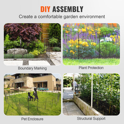 Garden Fence, No Dig Fence 24''(H)x13''(L) Animal Barrier Fence, Decorative Underground Garden Fence with 2 Inch Spike Spacing, Metal Dog Fence for Yard and Patio, 28-Pack