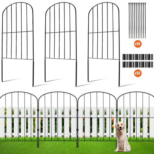 Garden Fence, No Dig Fence 24''(H)x13''(L) Animal Barrier Fence, Decorative Underground Garden Fence with 2 Inch Spike Spacing, Metal Dog Fence for Yard and Patio, 28-Pack