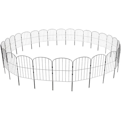 Garden Fence, No Dig Fence 24''(H)x13''(L) Animal Barrier Fence, Decorative Underground Garden Fence with 2 Inch Spike Spacing, Metal Dog Fence for Yard and Patio, 28-Pack