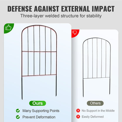 Garden Fence, No Dig Fence 24''(H)x13''(L) Animal Barrier Fence, Underground Decorative Garden Fence with 2 Inch Spike Spacing, Metal Fence for Yard and Patio, 10-Pack
