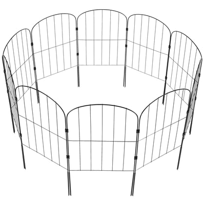 Garden Fence, No Dig Fence 24''(H)x13''(L) Animal Barrier Fence, Underground Decorative Garden Fence with 2 Inch Spike Spacing, Metal Fence for Yard and Patio, 10-Pack