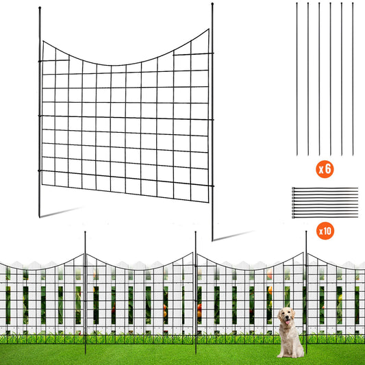 Garden Fence, No Dig Fence 36.6''(H)x29.5''(L) Animal Barrier Fence, Decorative Underground Garden Fence with 2.5 Inch Spike Spacing, Metal Dog Fence for Yard and Patio, 5-Pack