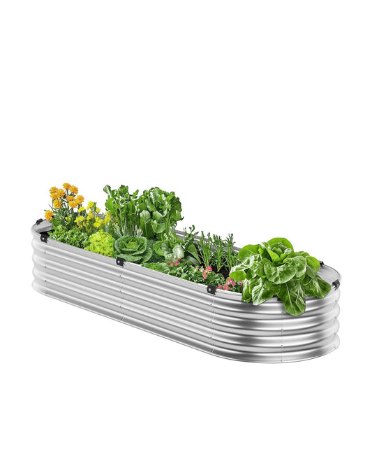 Metal Upphöjd trädgårdssäng 4x2x1 ft Utomhus galvaniserad planteringslåda Silver