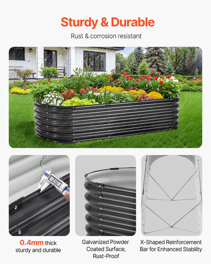 Metal Raised Garden Bed 6.56x1.96x1.4 Feet Galvanized Planter Box Dark Gray