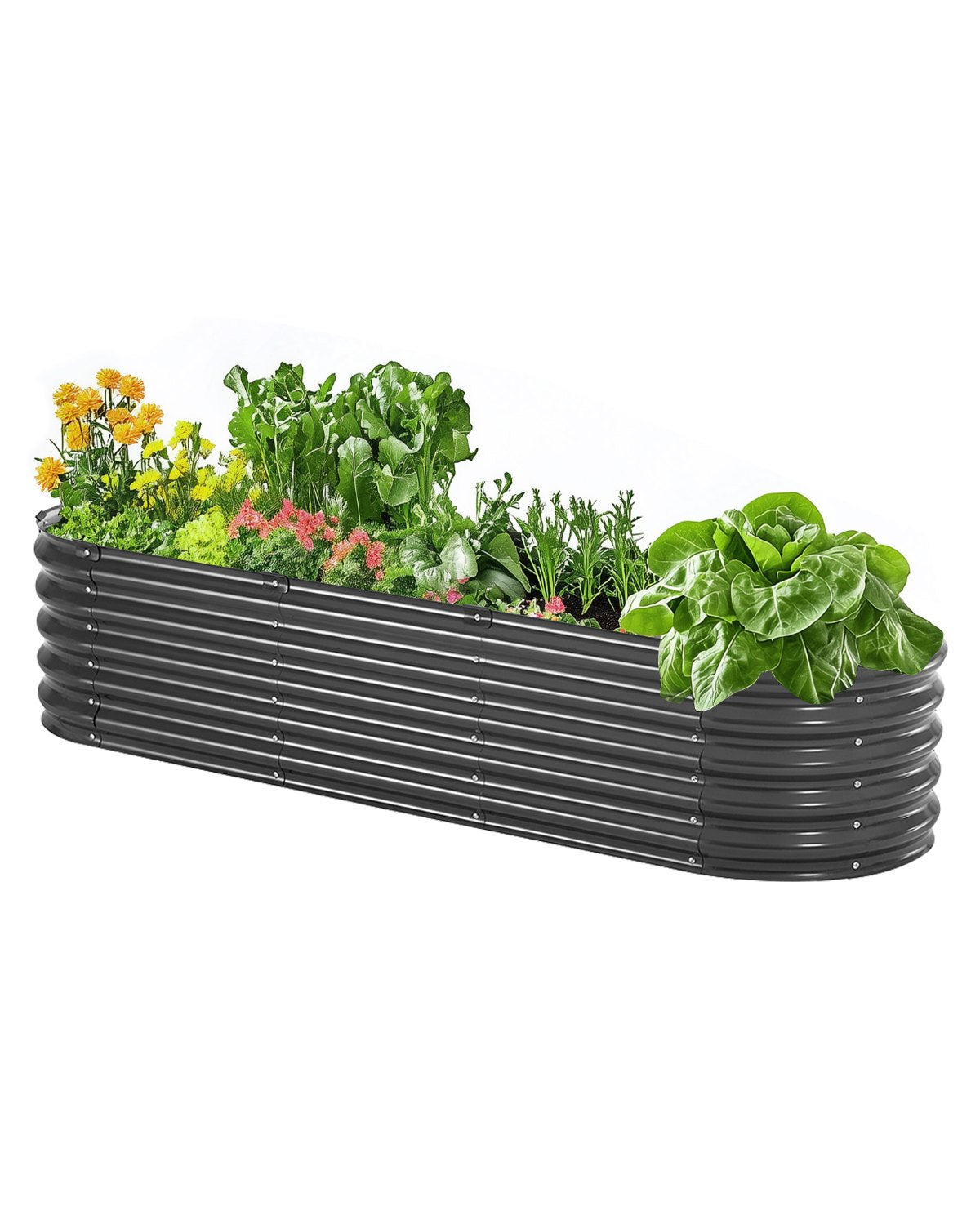 Metal Raised Garden Bed 6.56x1.96x1.4 Feet Galvanized Planter Box Dark Gray