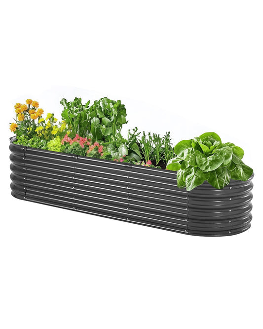 Metal Raised Garden Bed 6.56x1.96x1.4 Feet Galvanized Planter Box Dark Gray