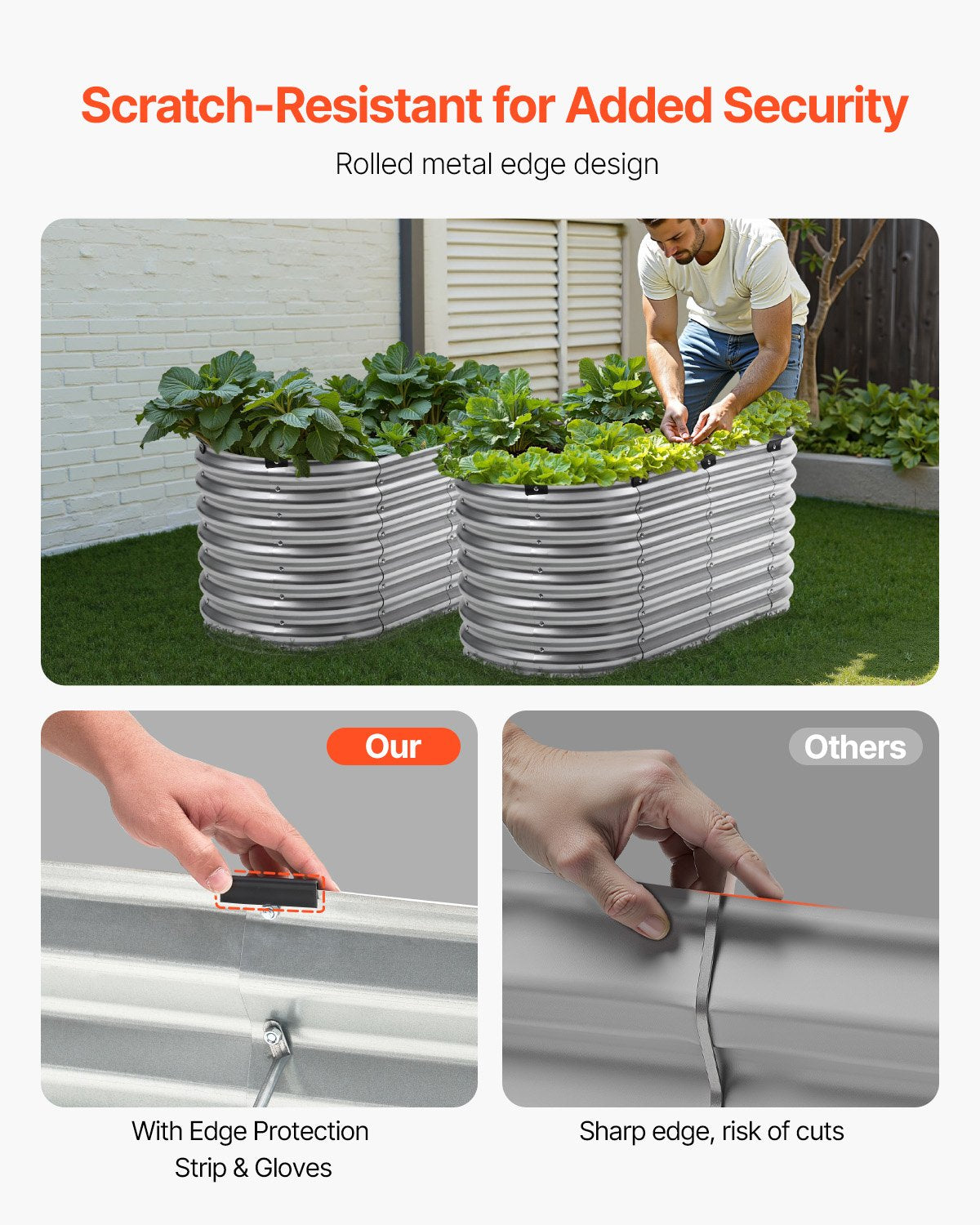 Metal Raised Garden Bed 4x2x2 ft Outdoor Galvanized Planter Box Silver