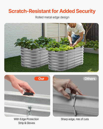 Metal Raised Garden Bed 4x2x2 ft Outdoor Galvanized Planter Box Silver