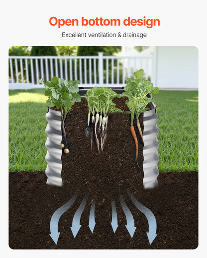 Metal Raised Garden Bed 4x2x2 ft Outdoor Galvanized Planter Box Silver