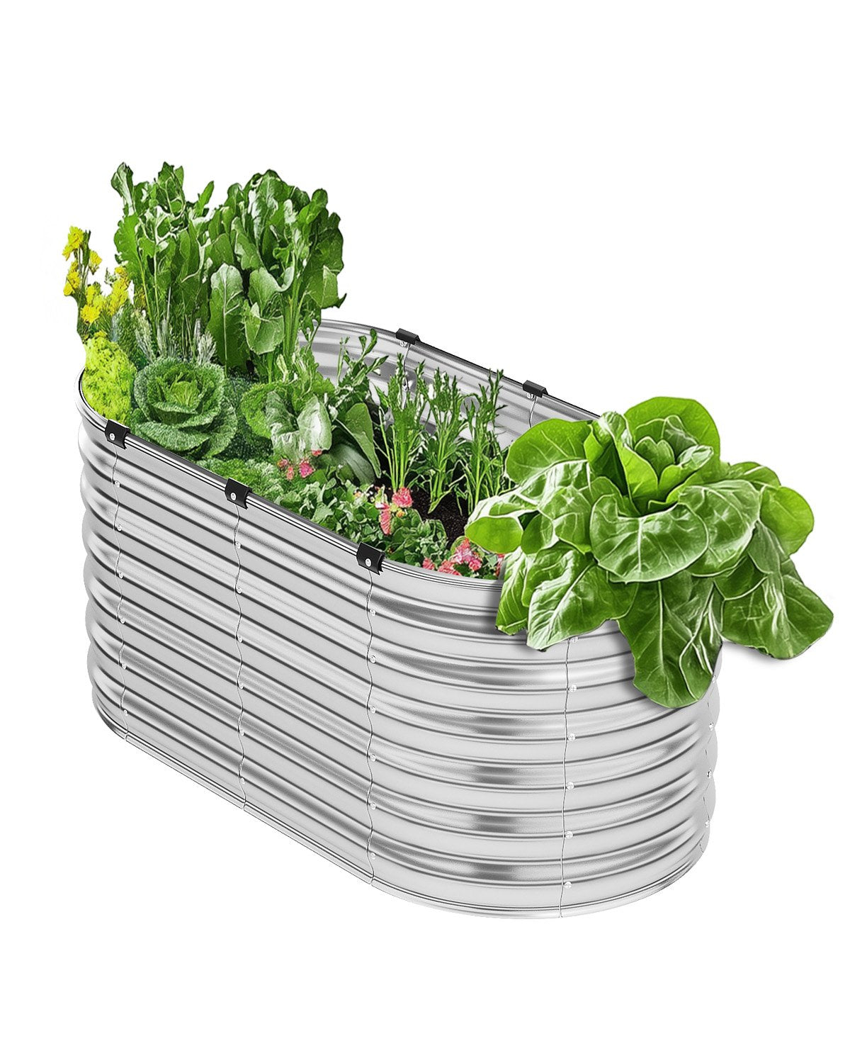 Metal Raised Garden Bed 4x2x2 ft Outdoor Galvanized Planter Box Silver