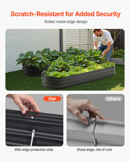 Metal Raised Garden Bed 8x2x1 ft Outdoor Galvanized Planter Box Dark Grey
