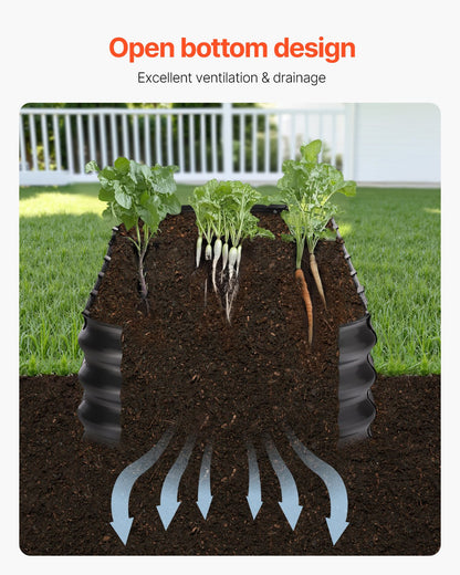 Metal Raised Garden Bed 8x2x1 ft Outdoor Galvanized Planter Box Dark Grey