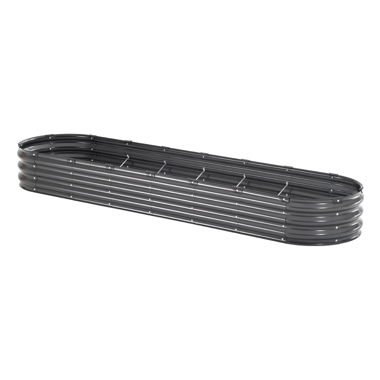 Metal Raised Garden Bed 8x2x1 ft Outdoor Galvanized Planter Box Dark Grey
