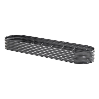 Metal Raised Garden Bed 8x2x1 ft Outdoor Galvanized Planter Box Dark Grey