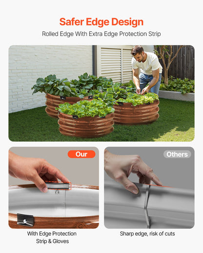 Metal Raised Garden Bed 2x1 Foot 3 Pcs Outdoor Galvanized Planter Wood Grain