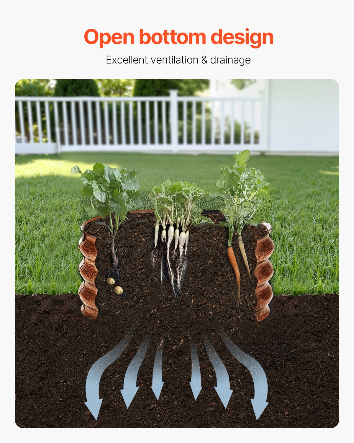 Metal Raised Garden Bed 2x1 Foot 3 Pcs Outdoor Galvanized Planter Wood Grain