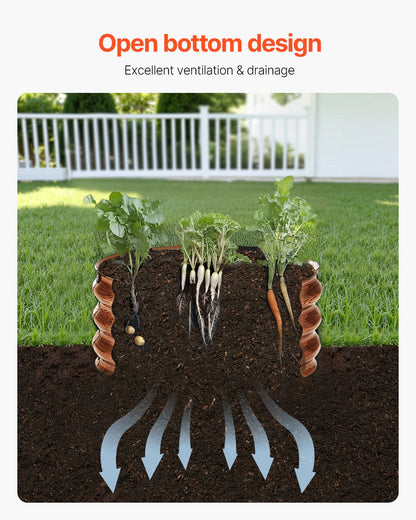 Metal Raised Garden Bed 2x1 Foot 3 Pcs Outdoor Galvanized Planter Wood Grain