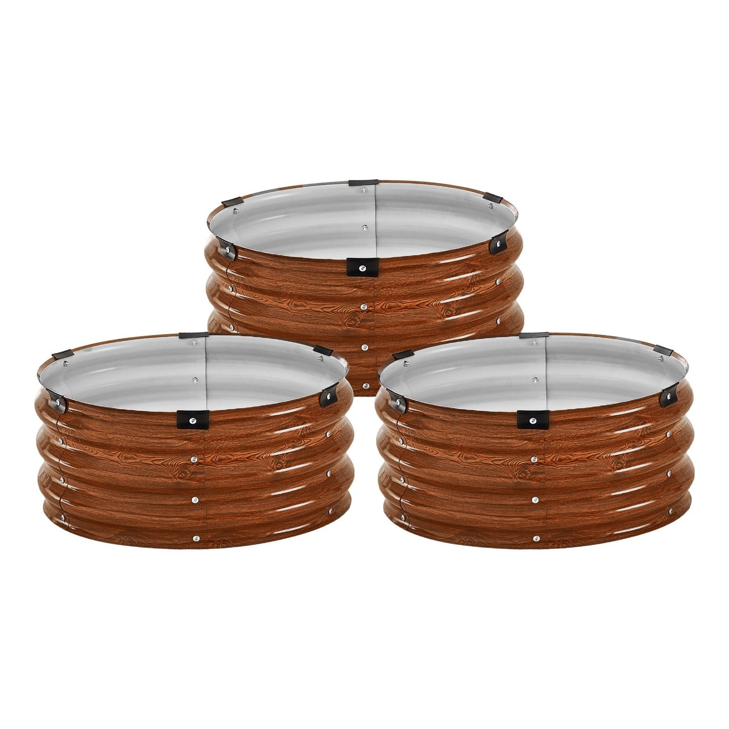 Metal Raised Garden Bed 2x1 Foot 3 Pcs Outdoor Galvanized Planter Wood Grain