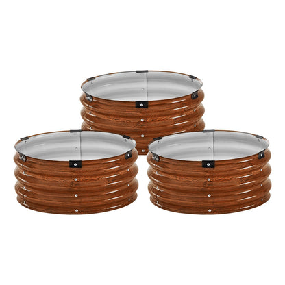 Metal Raised Garden Bed 2x1 Foot 3 Pcs Outdoor Galvanized Planter Wood Grain