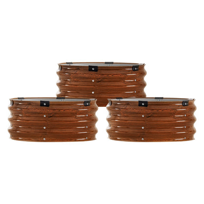 Metal Raised Garden Bed 2x1 Foot 3 Pcs Outdoor Galvanized Planter Wood Grain