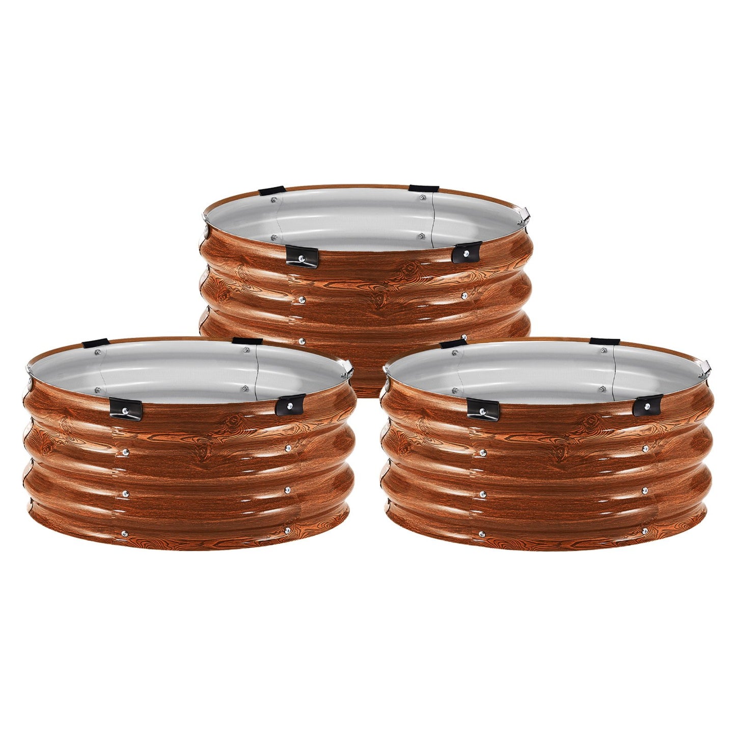 Metal Raised Garden Bed 2x1 Foot 3 Pcs Outdoor Galvanized Planter Wood Grain