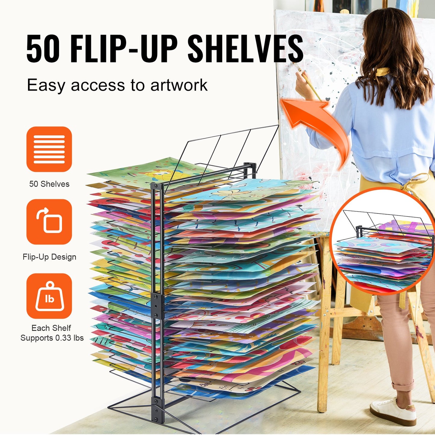 Art Drying Rack 50 Removable Shelves Painting Drying Rack for Classroom