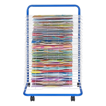 Art drying rack 25 removable shelves Paint drying rack with 4 wheels Blue