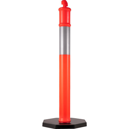Traffic Delineator Posts 44 Inch Height Channelizer Cones Orange PE Delineator Post Kit 10 Inch Reflective Tape, Portable Delineators Post with Rubber Base 16 Inch, Delineator Cones Set of 3