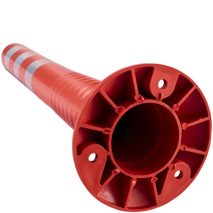 Traffic Delineator, 6 ST-stolpar Channelizer Cone, Delineator Post Kit 30” i höjd, PU Trafikstolpe, Orange säkerhetskoner, Portabla fjäderstolpar med bas, Barriärkoner med reflekterande band