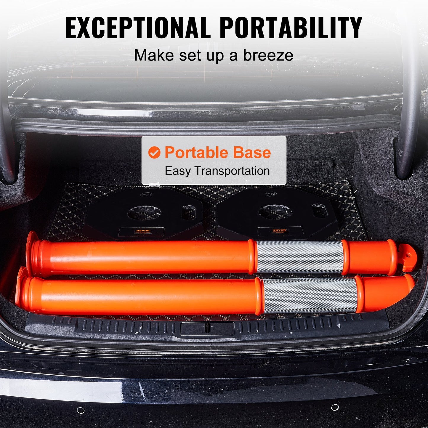 Traffic Delineator-stolpkoner, 2-pack, Trafiksäkerhetsavgränsningsbarriär med 16,93 x 16,93 i gummibas, för trafikkontroll Varning Utomhus användning inomhus Parkeringsplats Konstruktion Varning Vägar