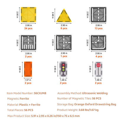 Magnetiska plattor Magnetisk byggleksak 56 ST Magnetblock för barn 3D-set