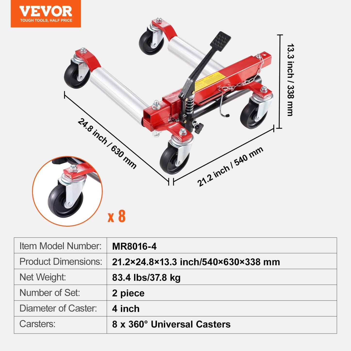 Rad Dolly Heavy Duty Fahrzeug Positionierung Reifen Auto Heber 1500Lbs 2 Pack