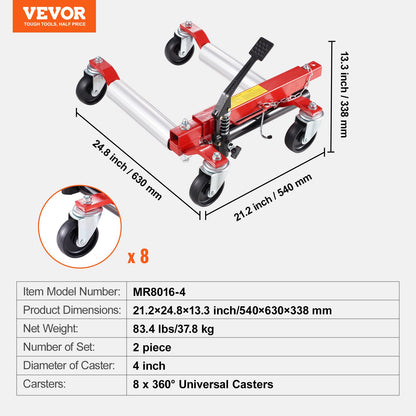 Rad Dolly Heavy Duty Fahrzeug Positionierung Reifen Auto Heber 1500Lbs 2 Pack
