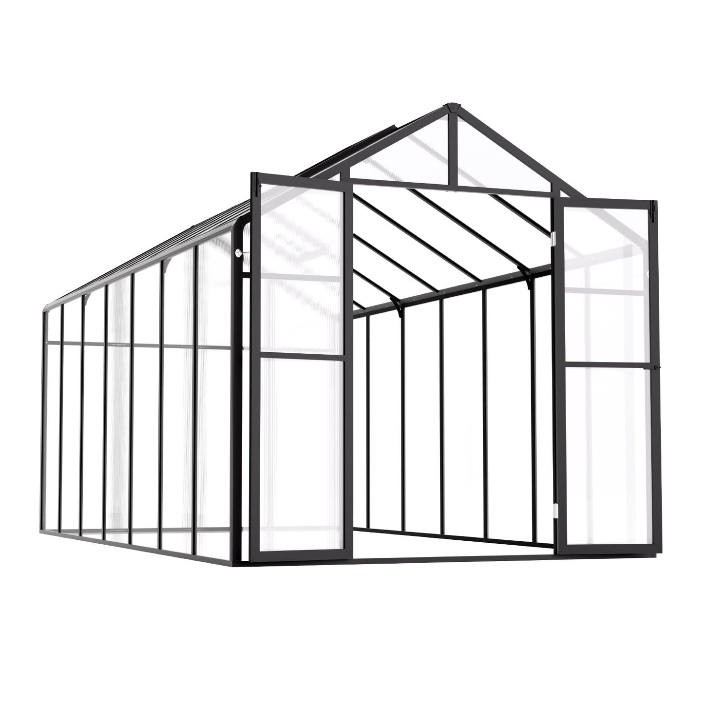 Polykarbonatväxthus 8 x 14 Ft Outdoor Walk-in Växthus för trädgård