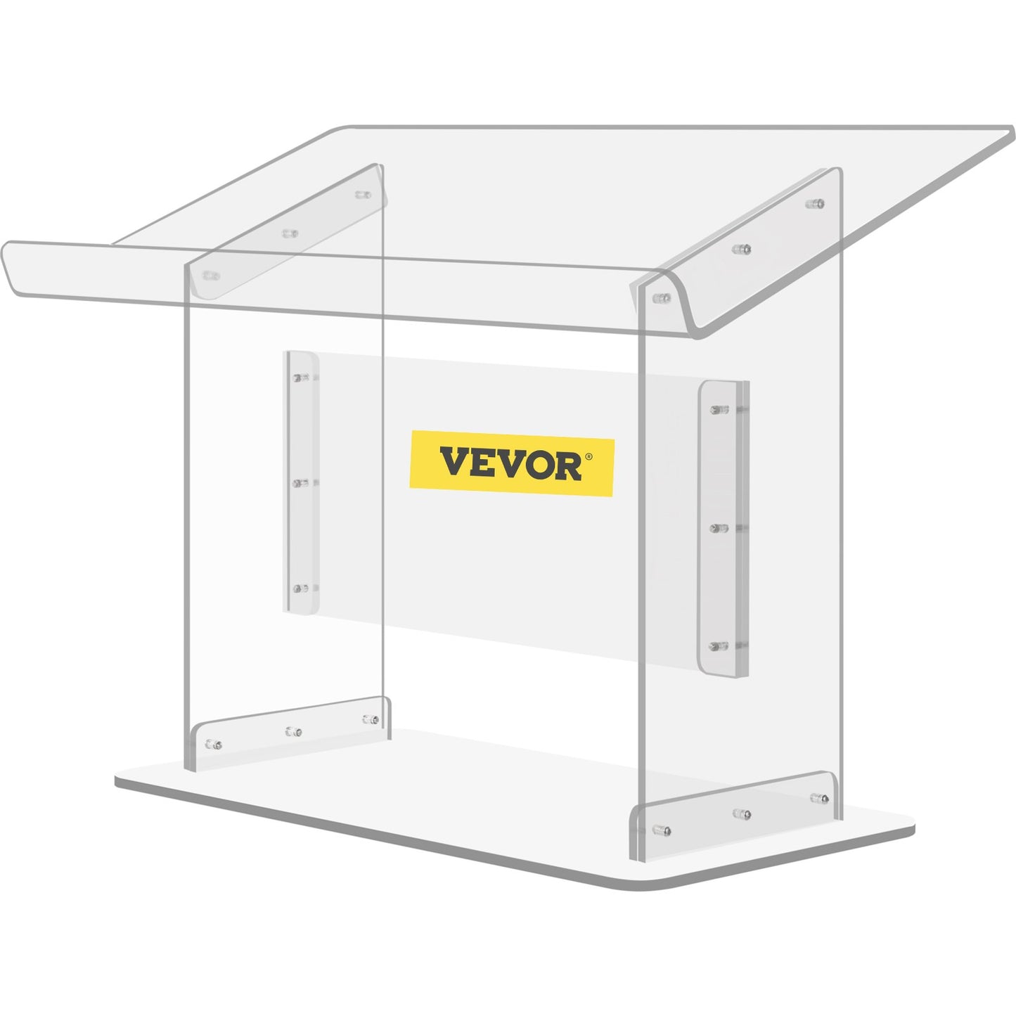 Bordsskiva Akryl Podium 19,5" Tall Plexiglas Podium 27"x13,7" Bord Akryl Predikstolar för kyrkor Sned yta med läpp för bokhållare Klar talarstol för föreläsning Recitation Tal och presentation