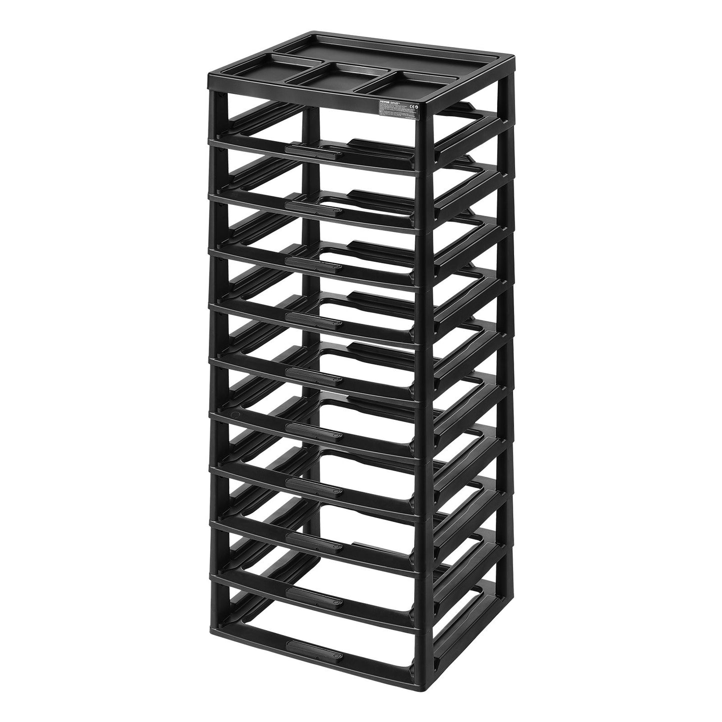 Plastic Storage Organizer 10-Layer Large Capacity with Organizer Top Black Frame